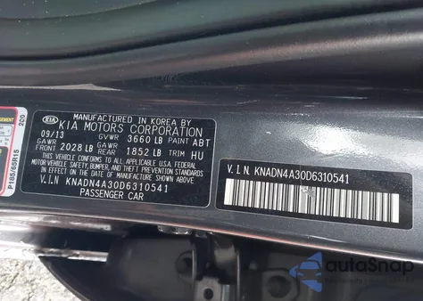 2013 Kia Rio Ex из США, поврежденный, VIN KNADN4A30D6310541